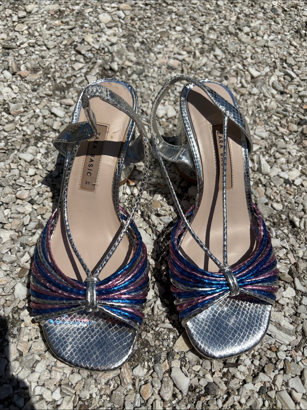 EUC! Zara Silver Slingback Heels